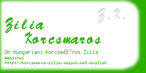 zilia korcsmaros business card
